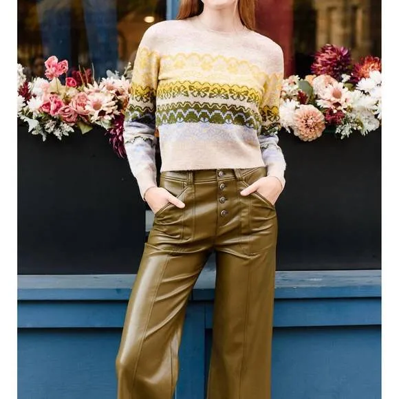 NEW CINQ A SEPT fair isle pullover in oatmeal/multi