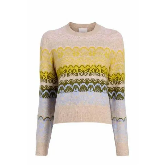 NEW CINQ A SEPT fair isle pullover in oatmeal/multi