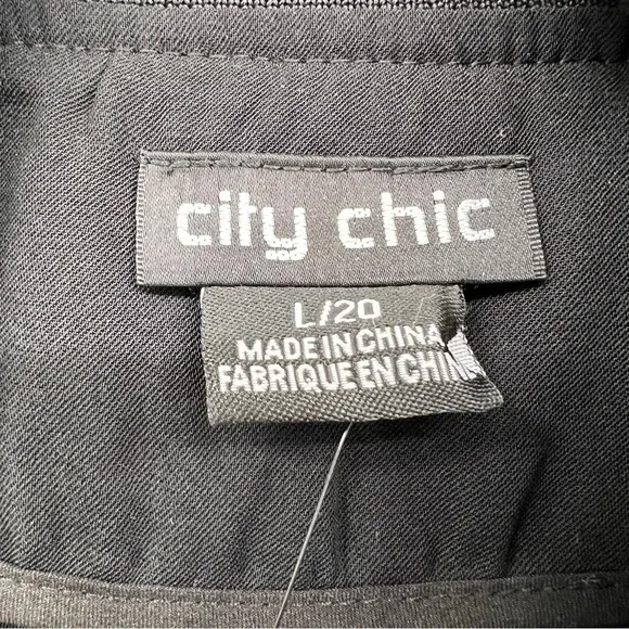 NEW City Chic Black Gathered Ruched Tie Cuffs Hidden Button Zipper Bomber Jacket