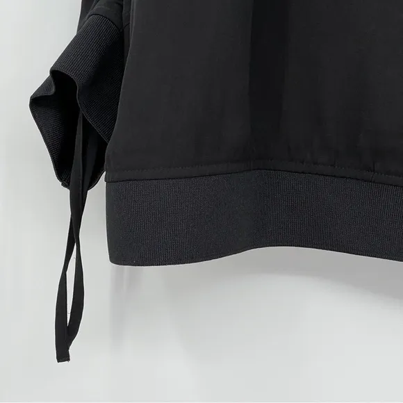 NEW City Chic Black Gathered Ruched Tie Cuffs Hidden Button Zipper Bomber Jacket