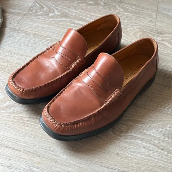 NEW Cole Haan Nike Air C08390 Tan Brown Leather Slip On Penny Loafer Shoe 10.5