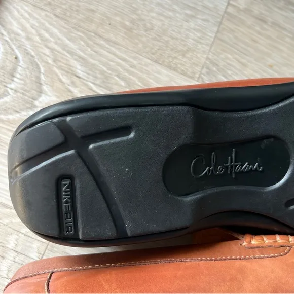 NEW Cole Haan Nike Air C08390 Tan Brown Leather Slip On Penny Loafer Shoe 10.5