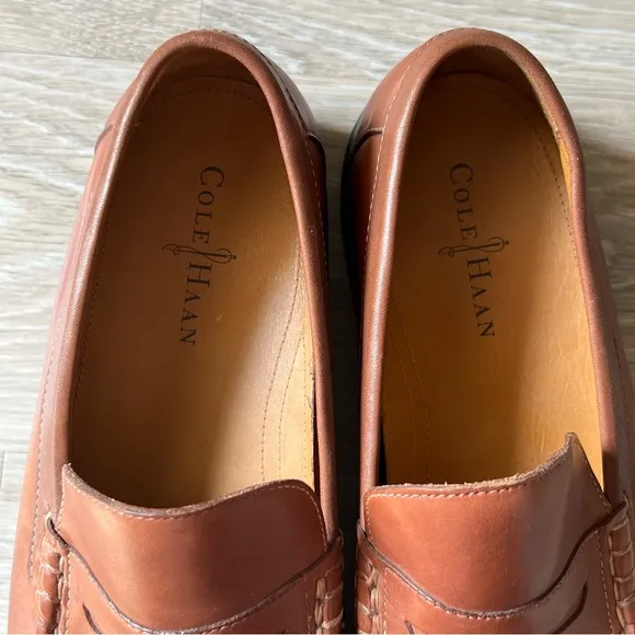 NEW Cole Haan Nike Air C08390 Tan Brown Leather Slip On Penny Loafer Shoe 10.5