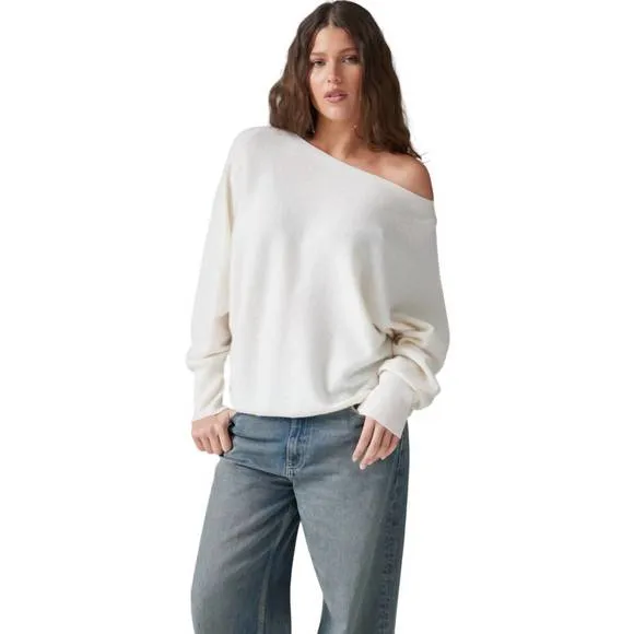 NEW CRUSH CASHMERE yangon boat neck sweater in organic white