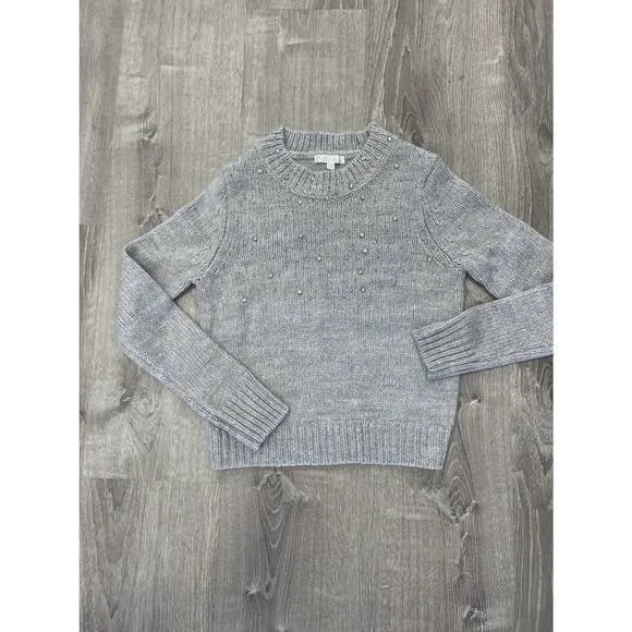 NEW DESIGN HISTORY embelished crew sweater in grey