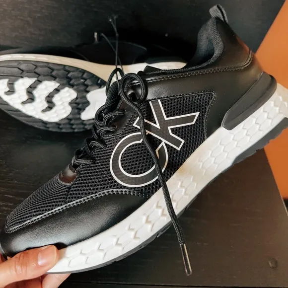 New designer Calvin Klein logo fashion leather soft comfortable sneakers