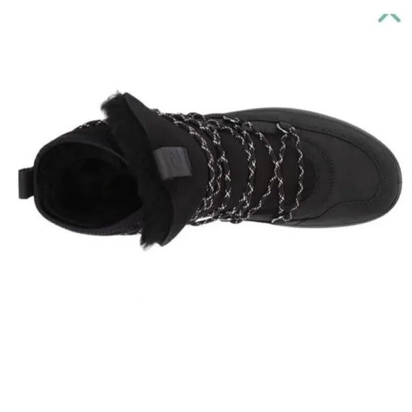 New Ecco Soft Tred L Sneaker Flat Boots Black 36 5 5.5 Leather Fur Wool