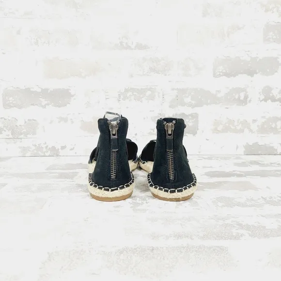 NEW Eileen Fisher Leather Elastic Lace Up Black Espadrilles E391