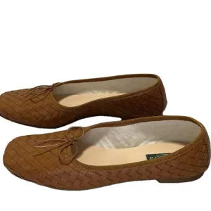 NEW ELEDRA Quadra Woven Slip On Ballerina Leather Womens Size 9 Tan/Nappa