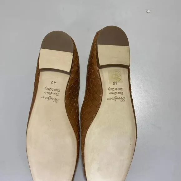 NEW ELEDRA Quadra Woven Slip On Ballerina Leather Womens Size 9 Tan/Nappa