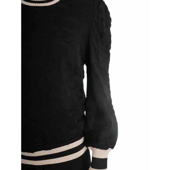 NEW EMILY MCCARTHY julia sweater in black knit cheetah