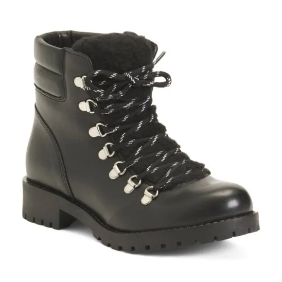 NEW ERIC MICHAEL Made In Portugal Waterproof Franki Leather Lace Up Booties 663m