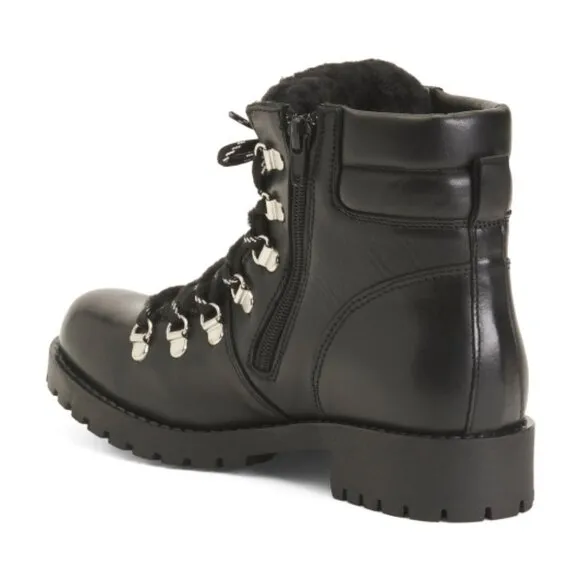 NEW ERIC MICHAEL Made In Portugal Waterproof Franki Leather Lace Up Booties 663m