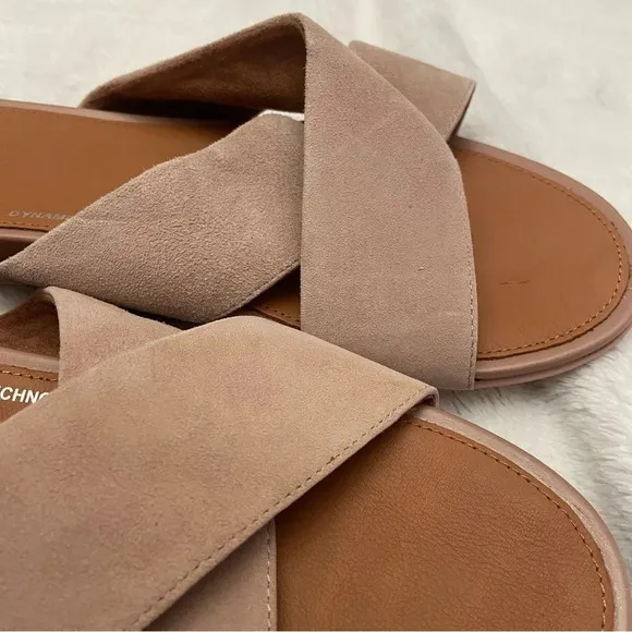 New! FitFlop Gracie Suede Cross Slides Beige Size 10