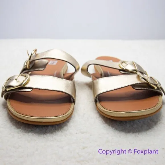 New! FitFlop Womens Gracie Leather Slides Platino, size 11‎