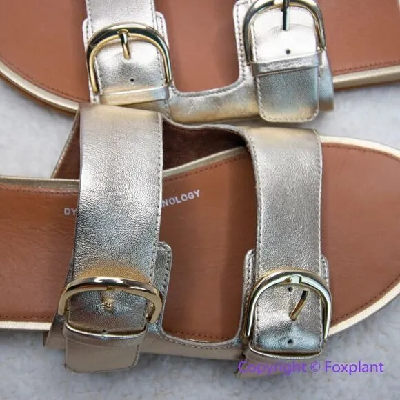 New! FitFlop Womens Gracie Leather Slides Platino, size 11‎