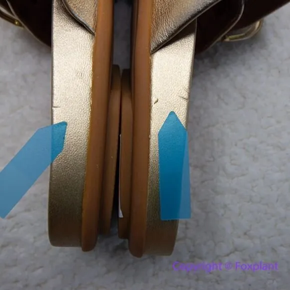New! FitFlop Womens Gracie Leather Slides Platino, size 11‎