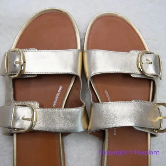 New! FitFlop Womens Gracie Leather Slides Platino, size 11‎