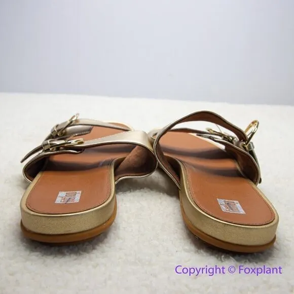 New! FitFlop Womens Gracie Leather Slides Platino, size 11‎