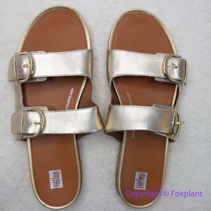 New! FitFlop Womens Gracie Leather Slides Platino, size 11‎