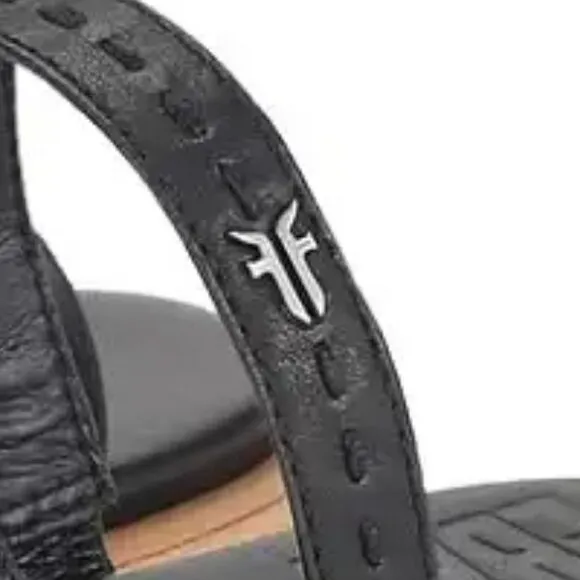 new Frye Sandals Faye Black Leather Strappy Slides  5M16