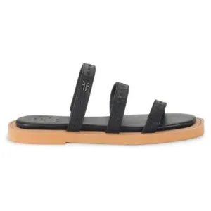 new Frye Sandals Faye Black Leather Strappy Slides  5M16