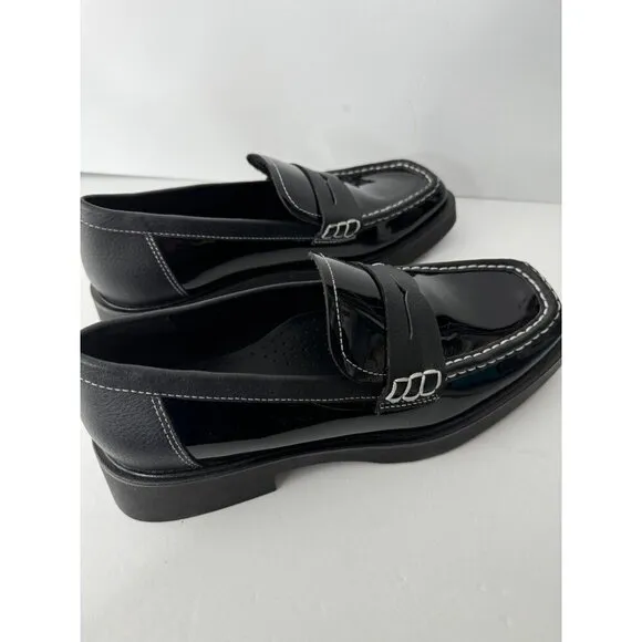 NEW G.H. Bass Bowery Square Toe Patent Leather Penny Loafers EU 39 US 8