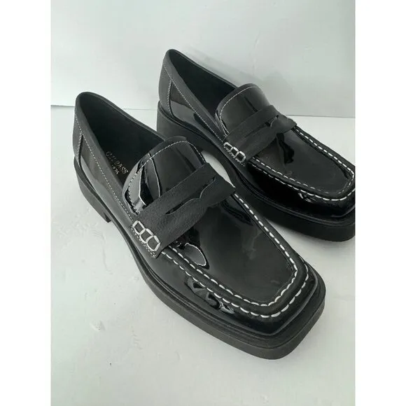 NEW G.H. Bass Bowery Square Toe Patent Leather Penny Loafers EU 39 US 8