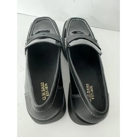 NEW G.H. Bass Bowery Square Toe Patent Leather Penny Loafers EU 39 US 8