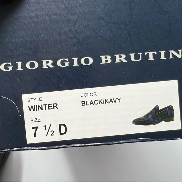 NEW Giorgio Brutini Winter Slip On Loafers Black Blue Floral Satin Size 7.5