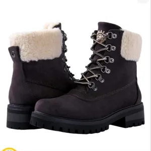 NEW GLOBALWIN Women's Quilted Ankle Boots Fashion Combat Boots Lace Up Low Heel
