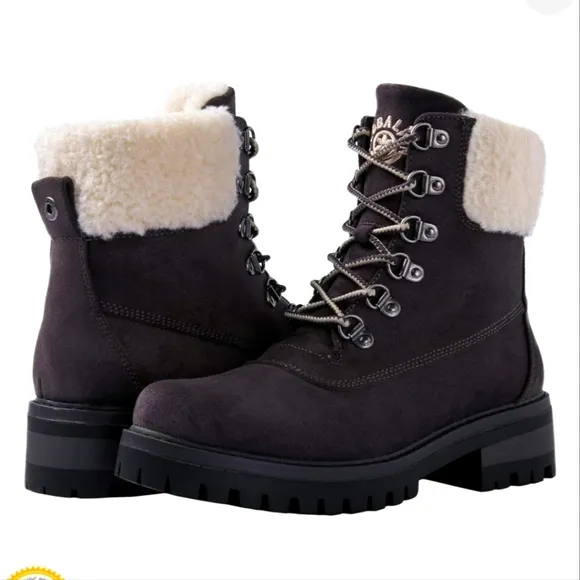 NEW GLOBALWIN Women's Quilted Ankle Boots Fashion Combat Boots Lace Up Low Heel