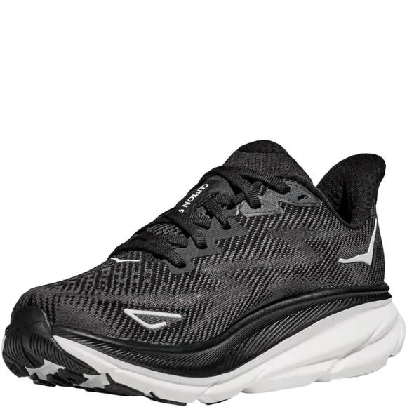 NEW HOKA women's clifton 9 sneakers in black/white