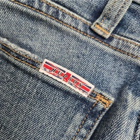 New Hudson Ace Slim Rebel Jeans tall 31 light med blue distressed
