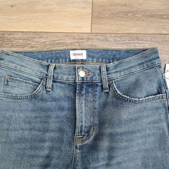 New Hudson Ace Slim Rebel Jeans tall 31 light med blue distressed