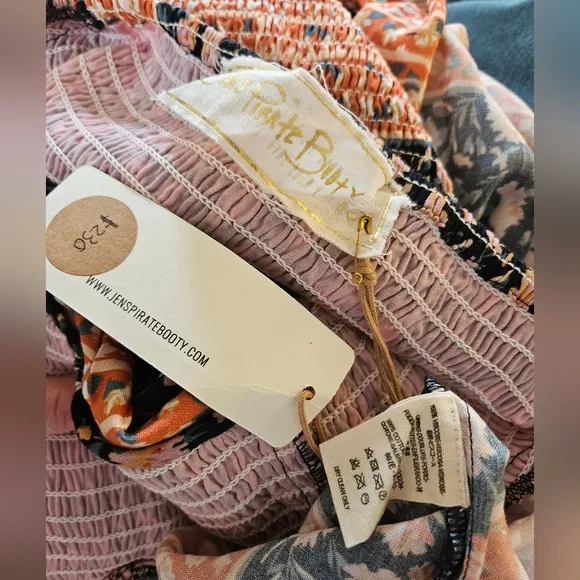 New Jen's Pirate Booty Roma Doe Orange &amp; Blue Cutout Patchwork Maxi Dress