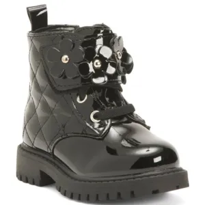 NEW JESSICA SIMPSON Daria Flower Quilted Boots (Toddler) black 267mn