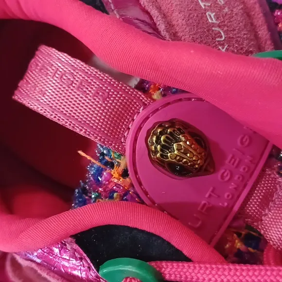 NEW Kurt Geiger London Leather and Tweed Kensington Sneakers Hot Pink