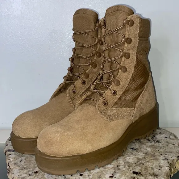 New Made in USA Army Military Combat Flight Hot Weather Desert Boots Coyote 4.5