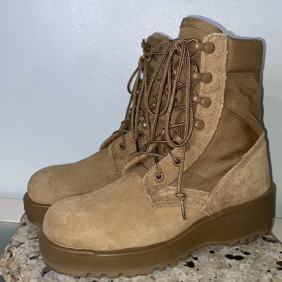 New Made in USA Army Military Combat Flight Hot Weather Desert Boots Coyote 4.5