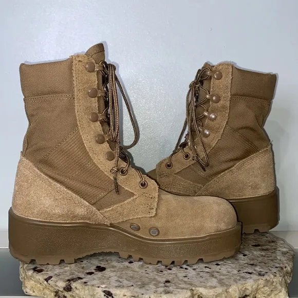 New Made in USA Army Military Combat Flight Hot Weather Desert Boots Coyote 4.5