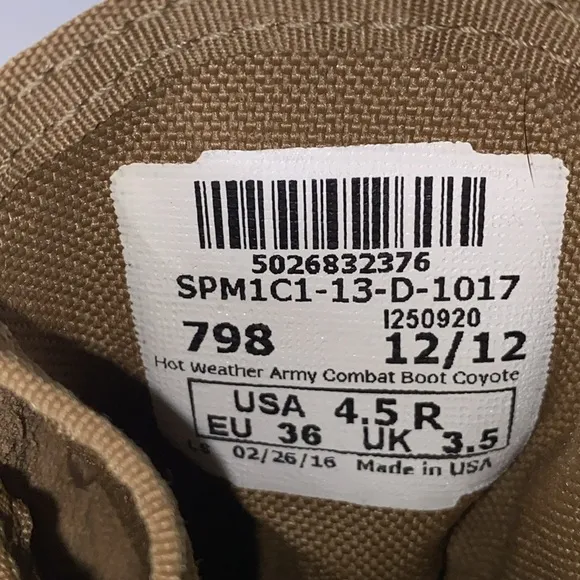 New Made in USA Army Military Combat Flight Hot Weather Desert Boots Coyote 4.5