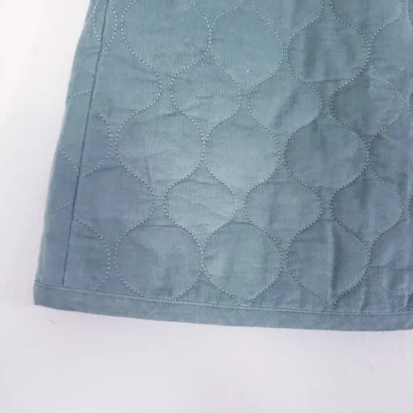 NEW Madewell Button Corduroy Quilted Green Above The Knee Skirt