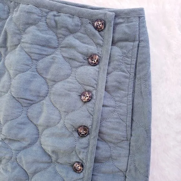 NEW Madewell Button Corduroy Quilted Green Above The Knee Skirt