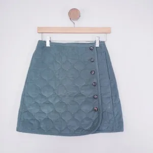 NEW Madewell Button Corduroy Quilted Green Above The Knee Skirt