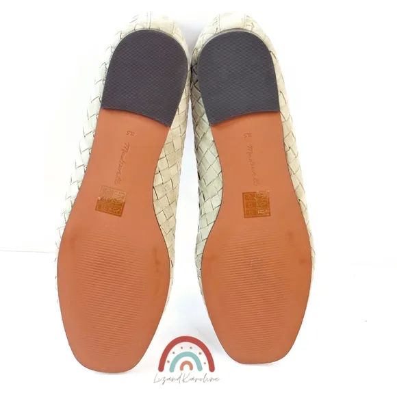 New! Madewell The Greta Ballet Woven Leather Suede Flat in Washed Olive