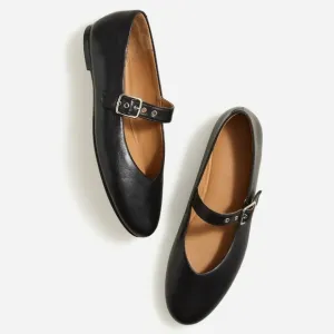 New! Madewell The Remy Mary Jane Black Leather Ballet Flat