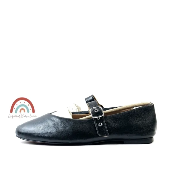 New! Madewell The Remy Mary Jane Black Leather Ballet Flat
