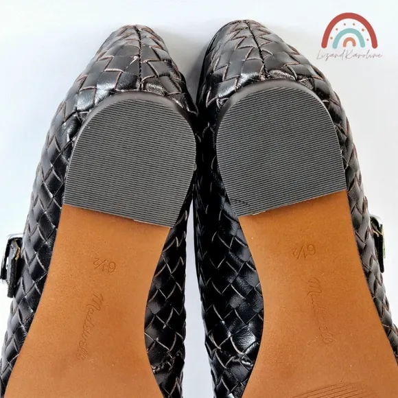 New! Madewell The Remy Mary Jane Woven Leather Flat in Dark Carob