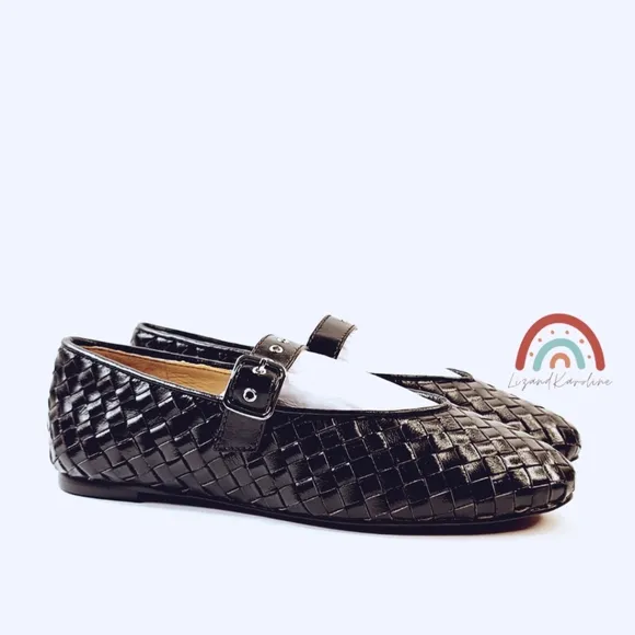 New! Madewell The Remy Mary Jane Woven Leather Flat in Dark Carob